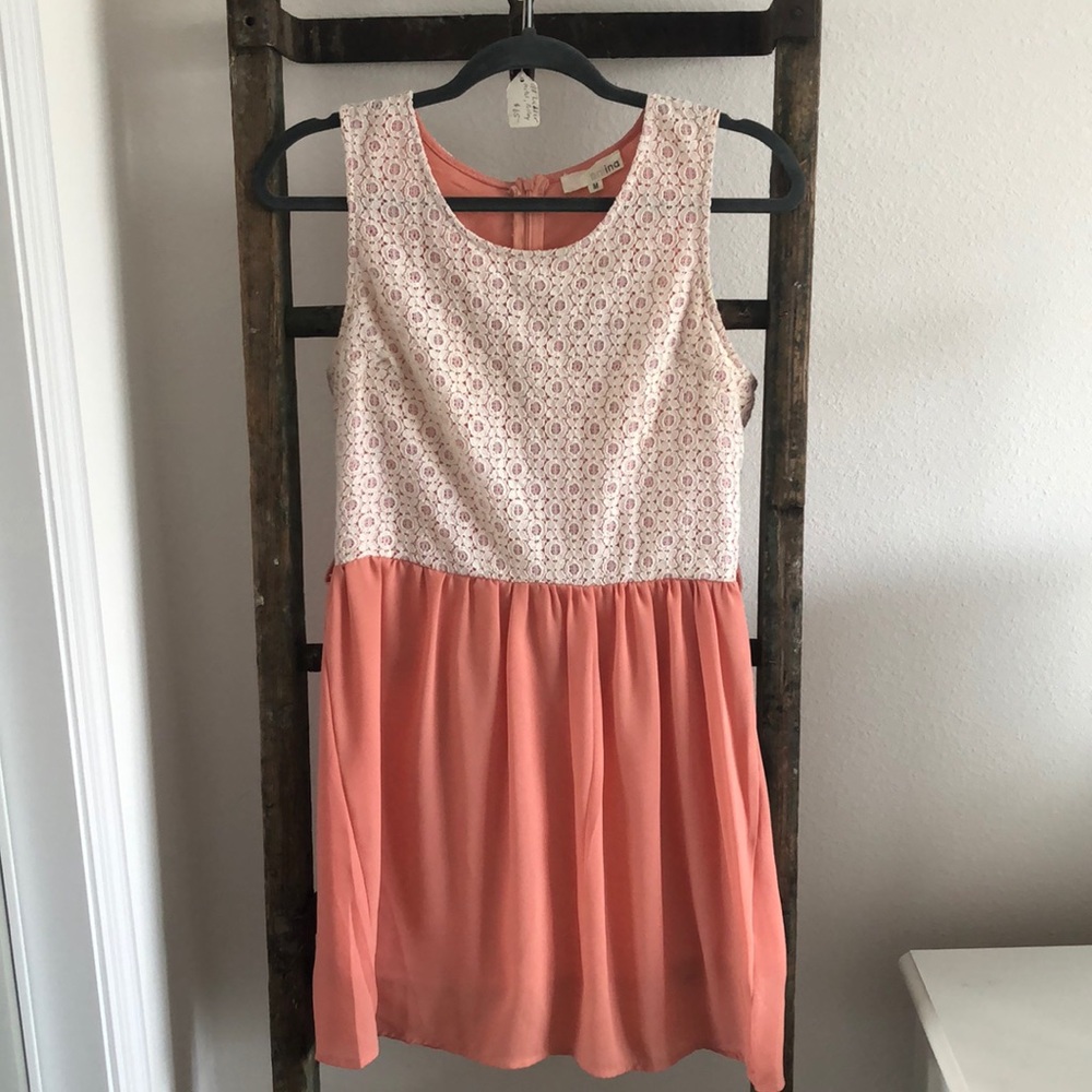 White and peach dress